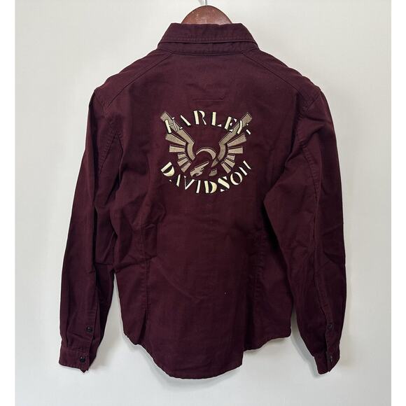 Women’s Harley Davidson Shirt Button Up Down Maroon Embroidered Button Shirt M - Picture 2 of 9